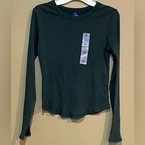 Old Navy Kids Ribbed Long Sleeve Tee - Dark Green